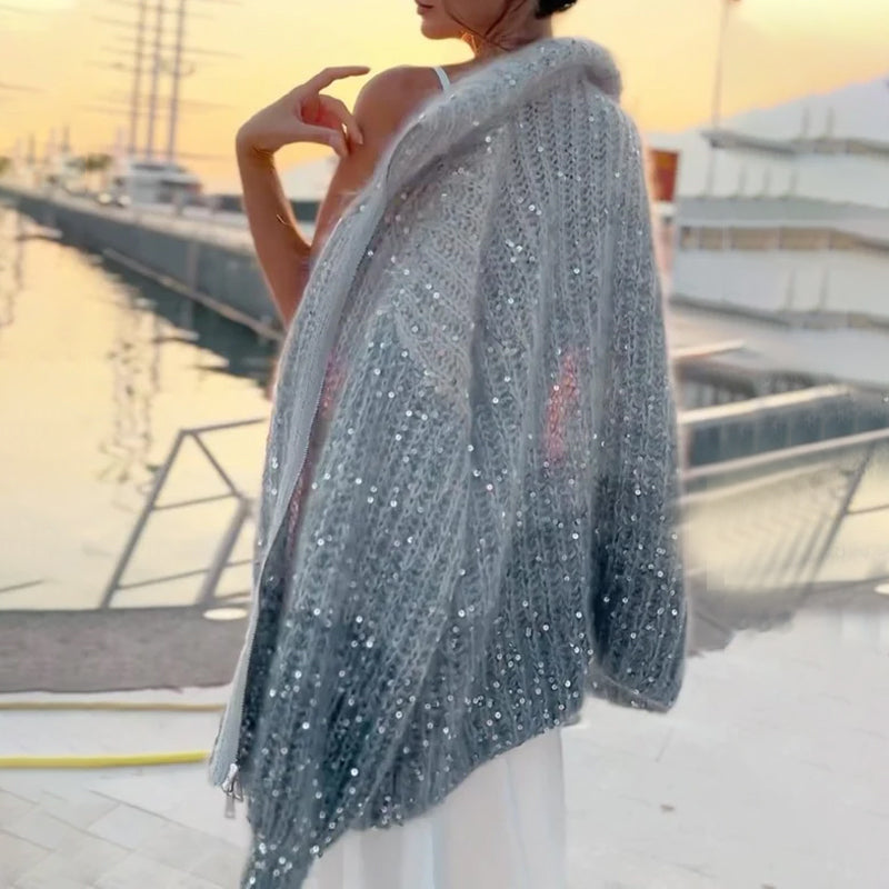 Pulóver pletený s jednotnými trblietkami